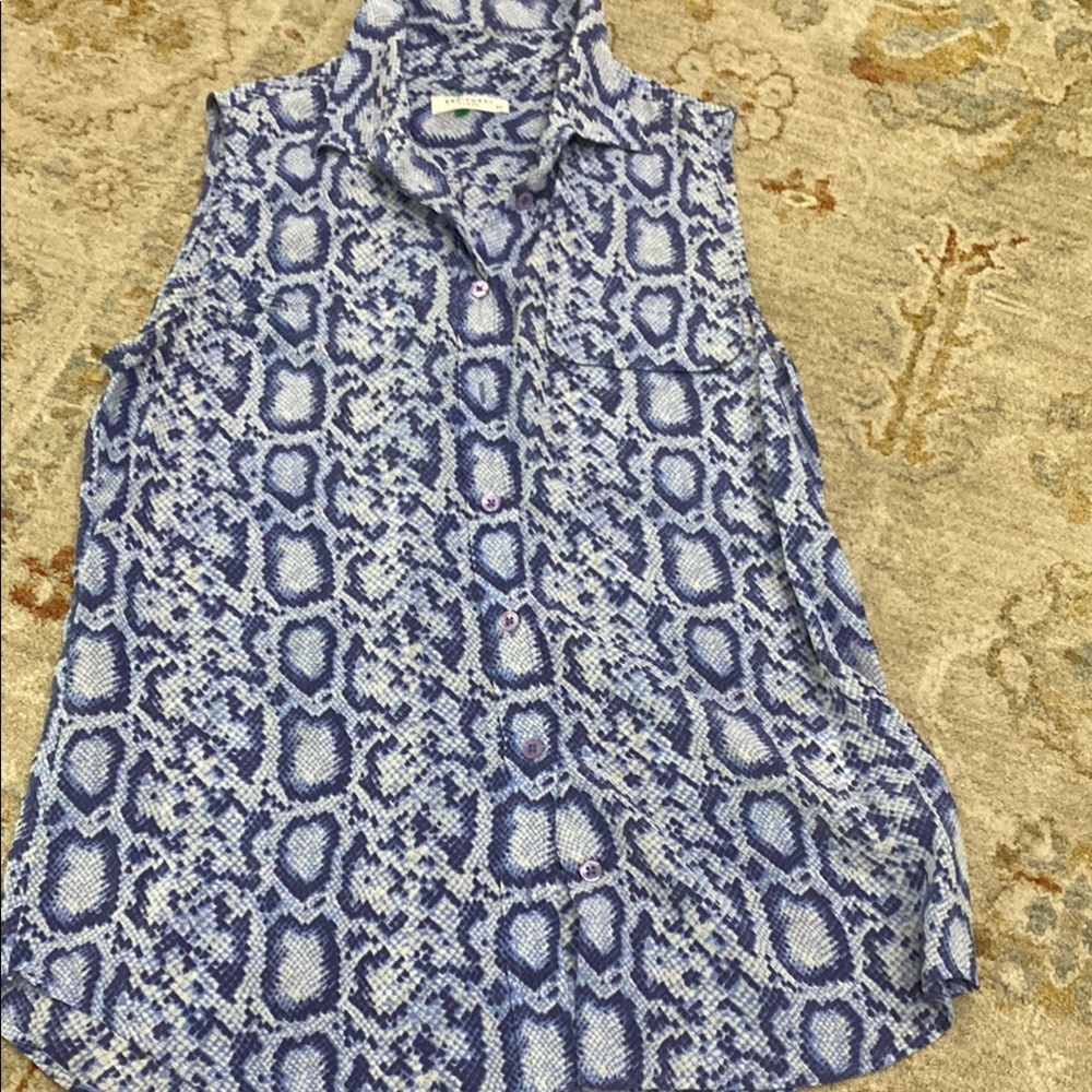 Equipment Blue And White Python Button Down Shirt - image 1